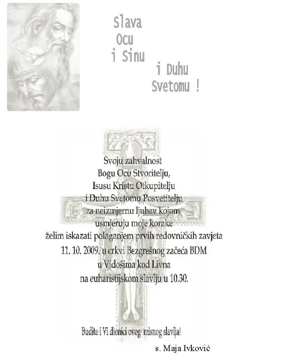 Polaganje prvih redovničkih zavjeta